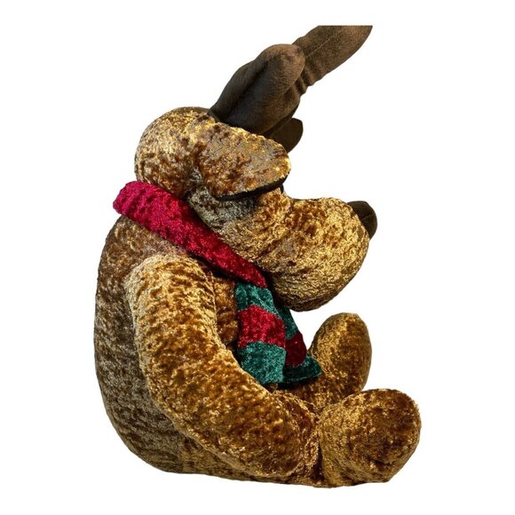 Large Plush Christmas Moose With Scarf & Antlers EUC Cuddly Buddy - Picture 4 of 6